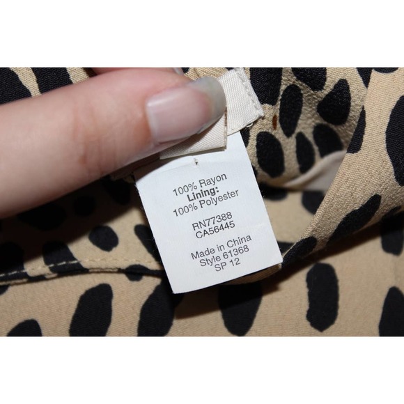 Women's J. Crew Jules 61368 Wildcat Tan Black Cheetah Long Sleeve Dress Size 4 - Picture 4 of 5